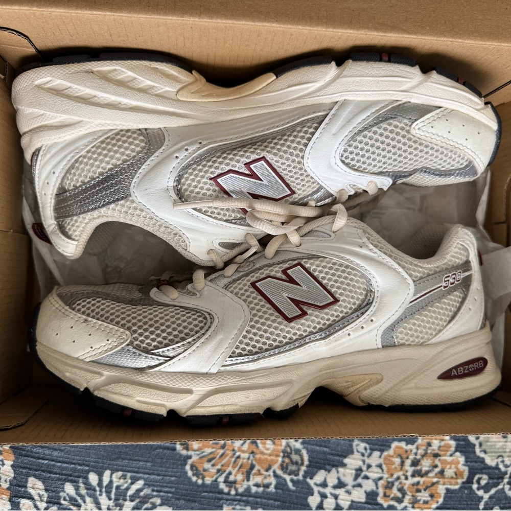 New Balance 530 White, Gray and Maroon